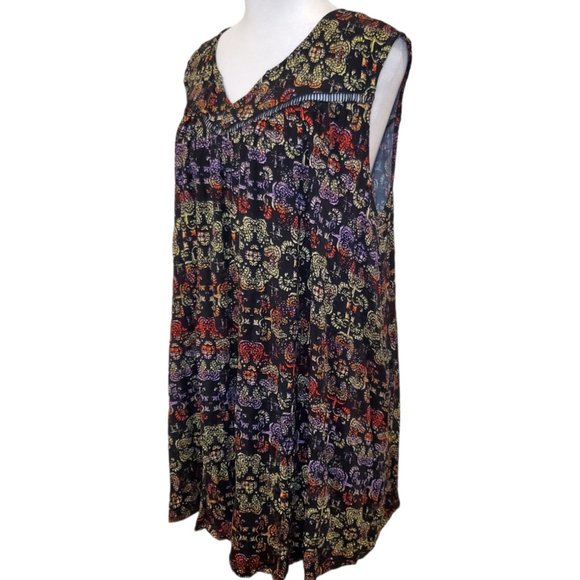 EVRI Tops - NWOT Boho Flowy 2X EVRI Tank Top Black Multi-Color Plus Size